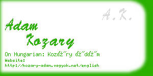adam kozary business card